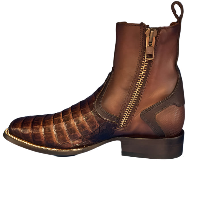 CUADRA Men's Fuscus Lomo Belly Leather Zipper & Elastic Square Toe Western Boot CU892