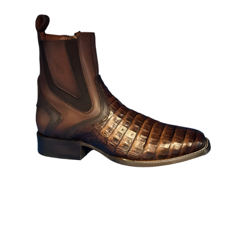 CUADRA Men's Fuscus Lomo Belly Leather Zipper & Elastic Square Toe Western Boot CU892