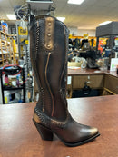 CUADRA Women's Zipper & Woven Studs Snip Toe Western Boot