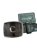 CUADRA Men's Genuine Leather Western Belt, Brown
