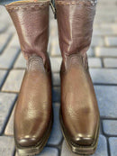 CUADRA Bota vaquera urbana con cremallera tejida y grabado láser de bovino para hombre CU939