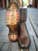 CUADRA Bota vaquera urbana con cremallera tejida y grabado láser de bovino para hombre CU939