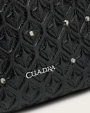CUADRA Women's Geometric Top Handle Genuine Bovine Leather Handbag, Black