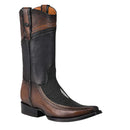 CUADRA Men's Black Leather Stingray Laser Narrow Square Toe CU628