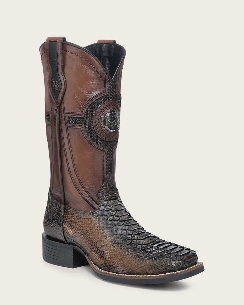 CUADRA Men's Python Studs & Embroidery Western Boot
