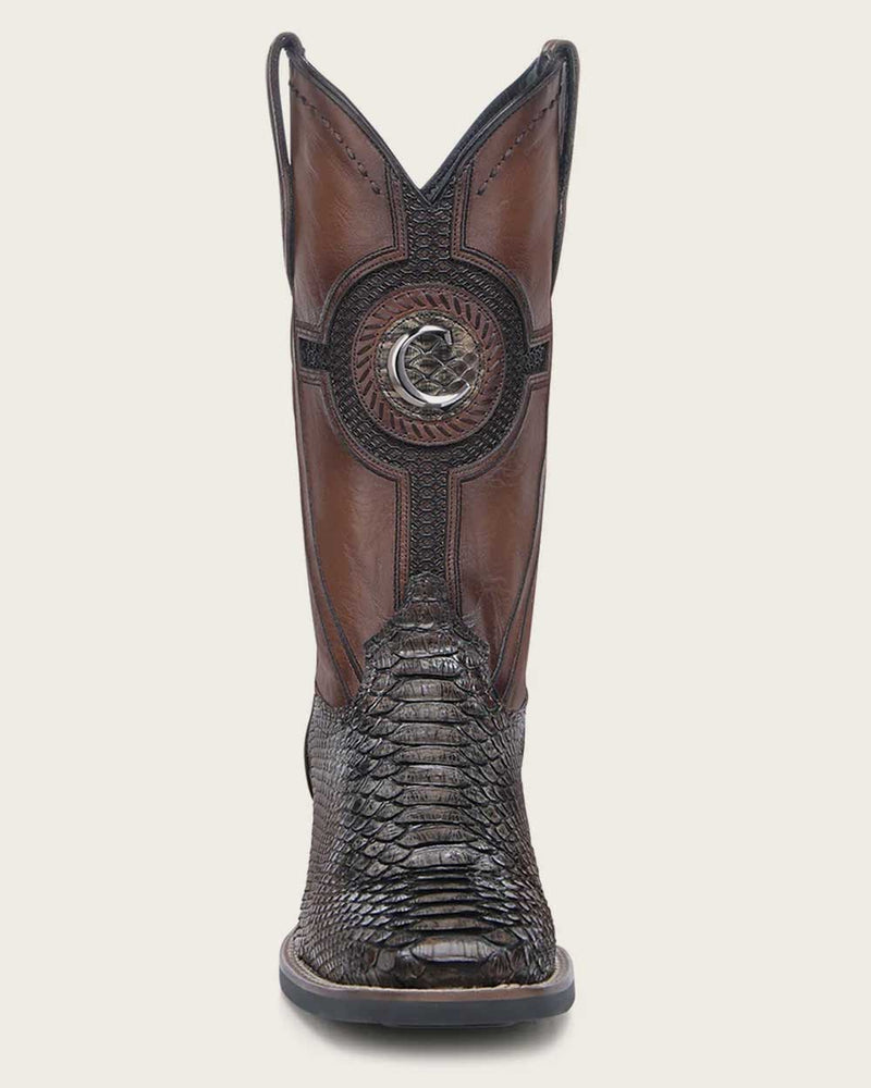 CUADRA Men's Python Studs & Embroidery Western Boot