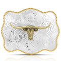 MONTANA Silversmiths Bold Engraved Scalloped Buckle With Longhorn