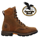 GEORGIA BOOT Men's 8 Inch CARBO-TEC FLX Alloy Toe Waterproof Lacer Work Boot, Brown