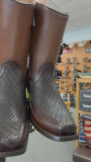 CUADRA Men's Laser & Woven Zipper Narrow Square Toe Western Boot CU933