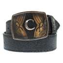CUADRA Men's Stingray Western Belt, Black