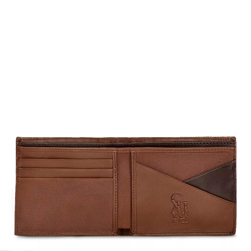 CUADRA Cartera para hombre con costuras de caimán color miel de Bali DU495