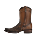 CUADRA Men's Crust Denver Oxford Genuine Leather Laser & Woven Zipper Narrow Square Toe Western Boot CU817