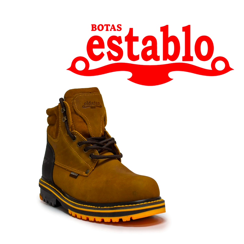 ESTABLO Men's Rounded Toe Soft Toe Work Boot 13359