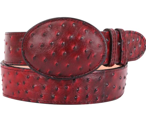 EL GENERAL Men's Western Ostrich Print Belt 42006