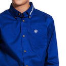 ARIAT Boy's Team Logo Twill Shirt Blue