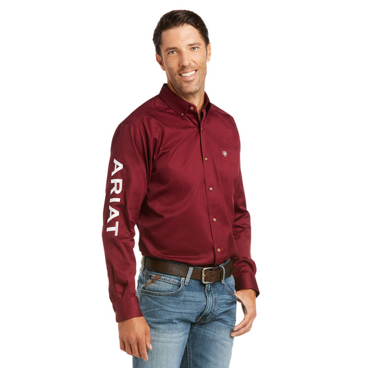 Camisa de manga larga ajustada de sarga con logotipo del equipo ARIAT para hombre 10034233
