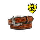 ARIAT Men's Leather Basket Weave Tooled Western Belt A1020867