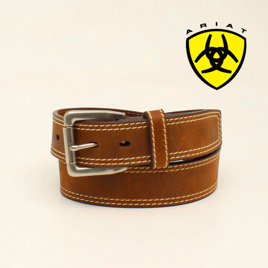 Cinturón ARIAT para hombre de 3,8 cm con logo y doble costura A1037044