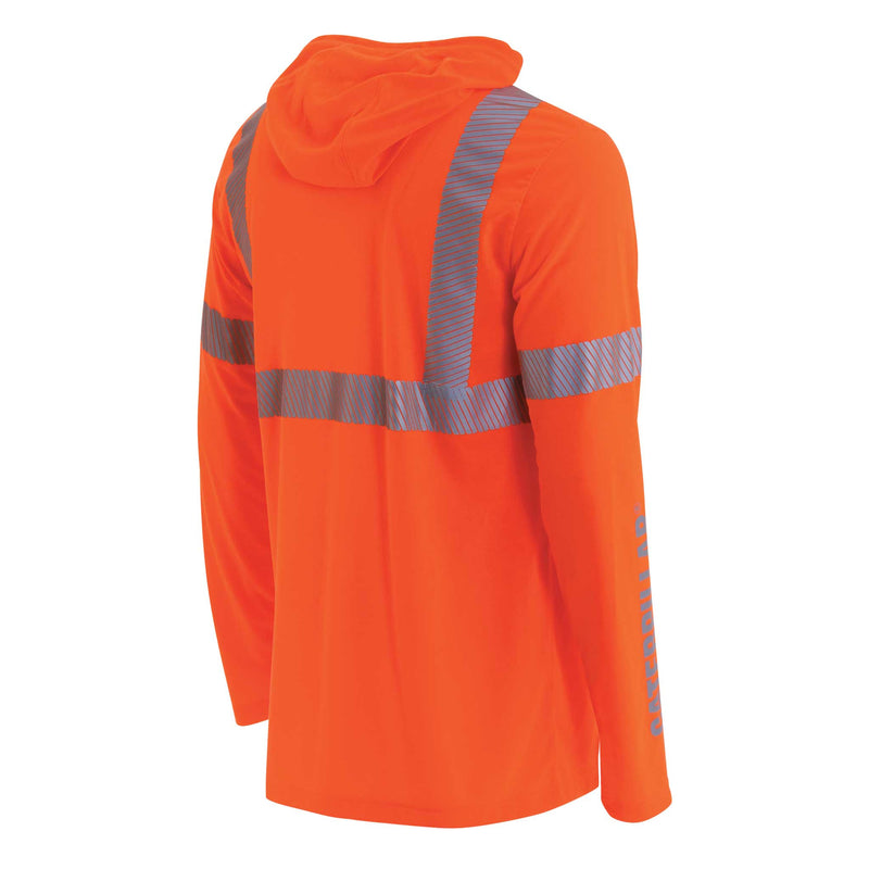 CATERPILLAR Men's ANSI Hi-Vis UPF Hooded Long Sleeve T-Shirt 1510567