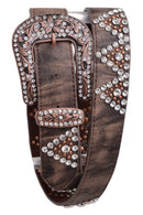 Cinturón de piel con diamantes de imitación para mujer 186