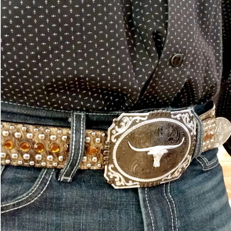 MONTANA SILVERSMITH Men's Gunmetal Cameo Longhorn 25815SB-767M