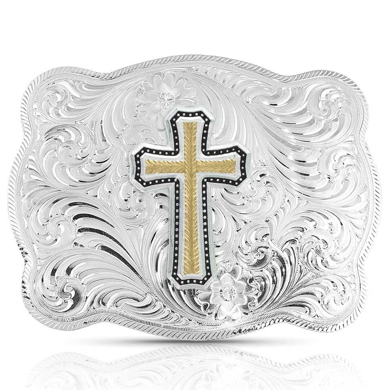 MONTANA SILVER Scalopped Silver Golden Faith Buckle 3615-929XL