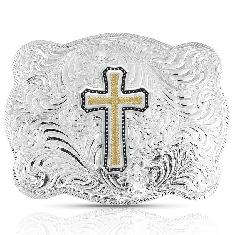 MONTANA SILVER Scalopped Silver Golden Faith Buckle 3615-929XL