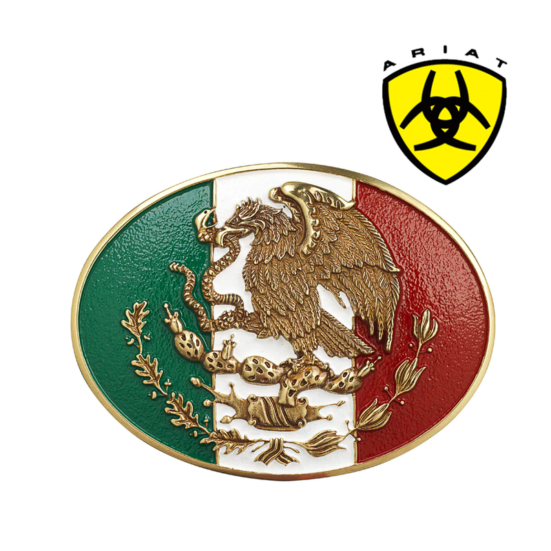 ARIAT Men's Oval Belt Buckle Mexican Flag A37013