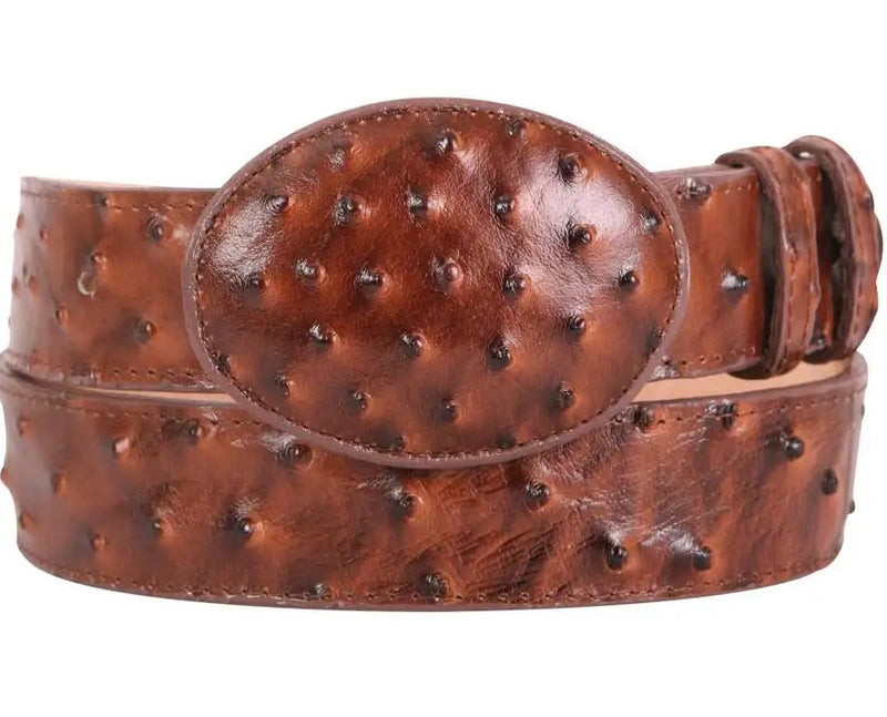 EL GENERAL Men's Western Ostrich Print Belt 42005