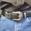 MONTANA SILVERSMITH Antiqued Two Tone Filigree 1.5" 3 Piece Belt Buckle Set 61565