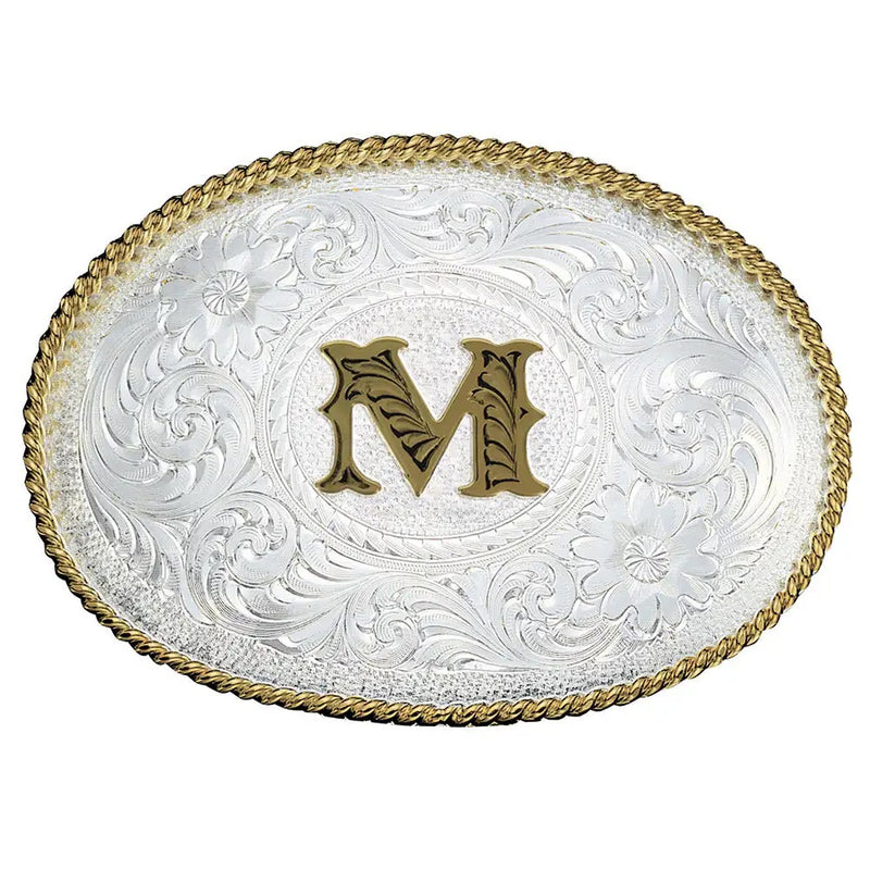 MONTANA SILVERSMITH Initial M silver Engraved Gold Trim 700M