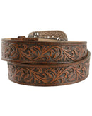ARIAT Women’s Embossed Leather Belt with Silver Engraved Buckle, Brown