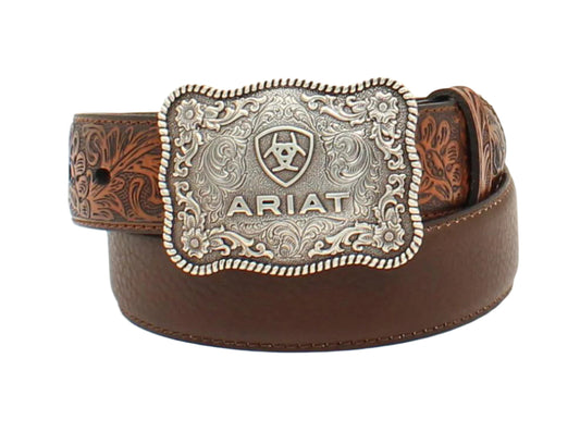 ARIAT Youth's Ariat shield logo and floral accents Western Belt A1301002