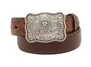 ARIAT Youth's Shield Logo and floral accents Western Belt, Brown