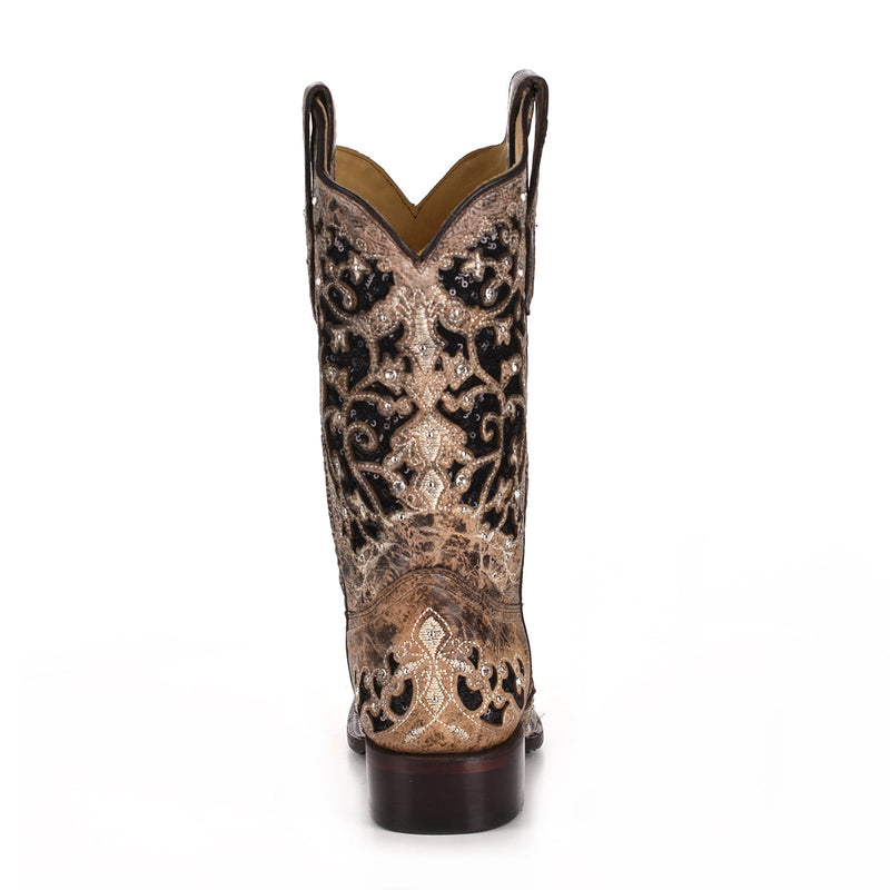 CORRAL BOOTS Women's Inlay & Flowered Embroidery A3648
