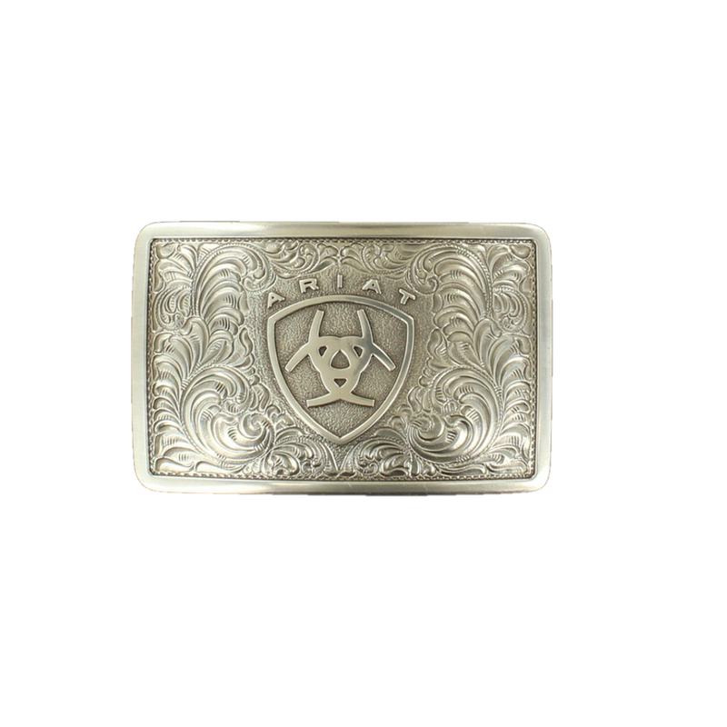 ARIAT Men's Antique Silver Rectangle Belt Buckle A37002