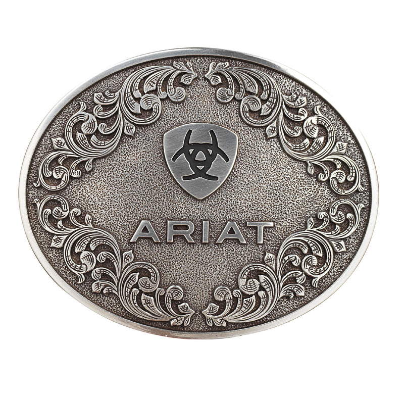 ARIAT Men's Belt Buckle Oval Smooth Edge Scroll Logo A37012