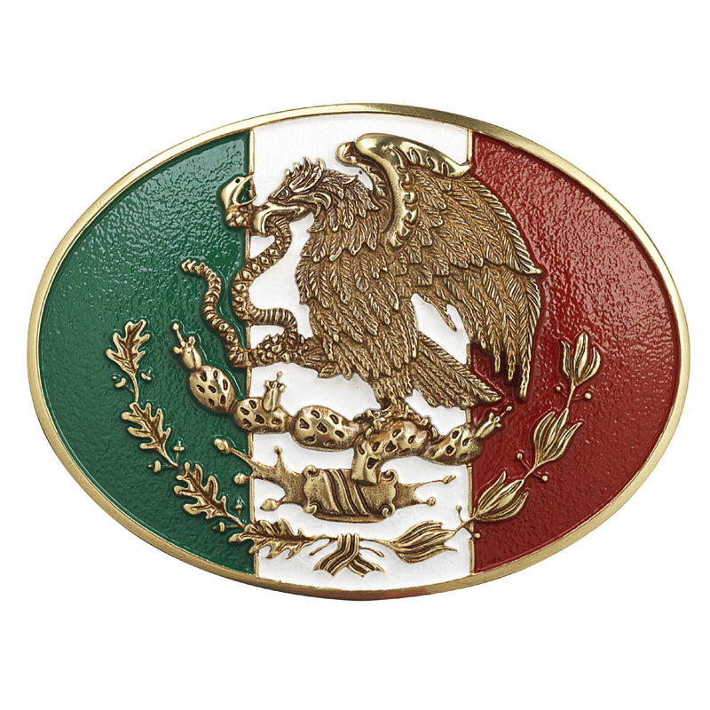 ARIAT Men's Oval Belt Buckle Mexican Flag A37013