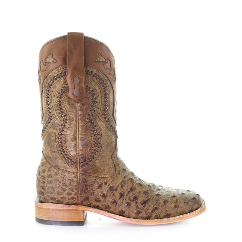 CORRAL BOOTS Men's Ostrich Overlay & Embroidery A4008