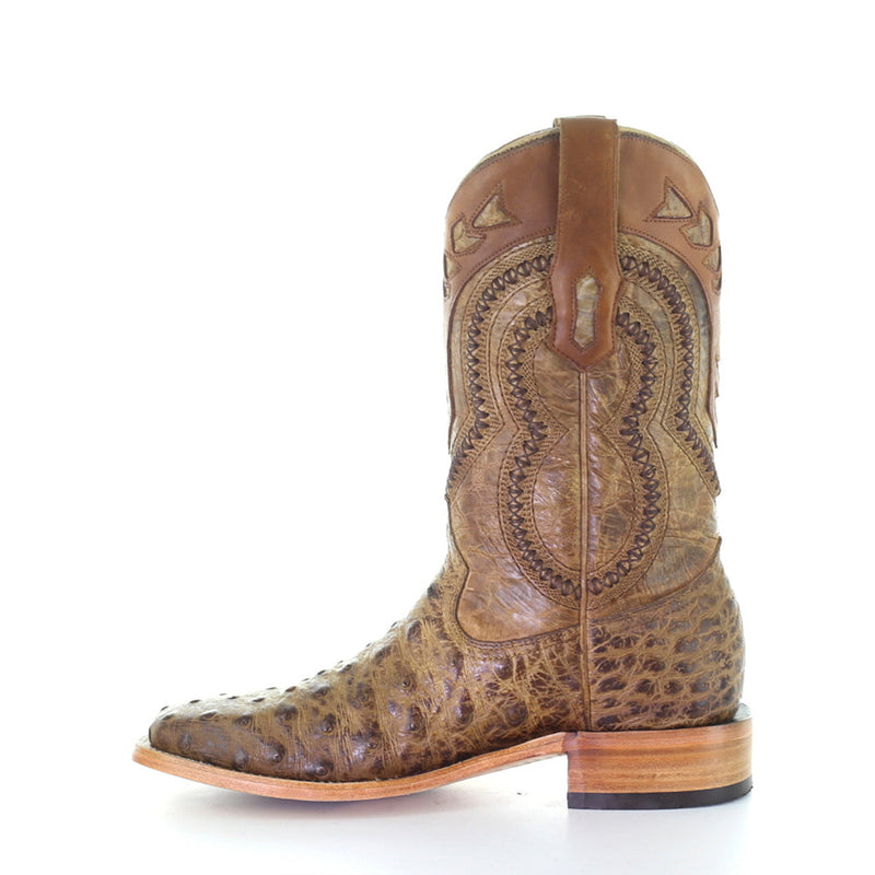 CORRAL BOOTS Men's Ostrich Overlay & Embroidery A4008