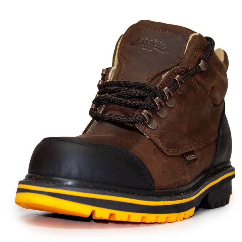 ESTABLO Men's Genuine Leather Lace-Up Soft Toe Work Boots 10848