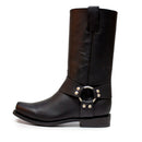 RODEO BRAVO Men's Black Leather Biker Boot