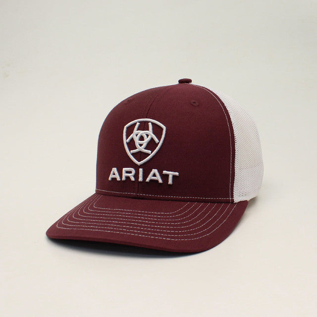 ARIAT Men's Embroidery White Mesh Hat Cap A300012609