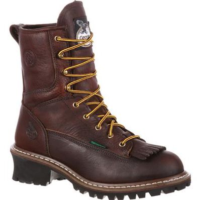 GEORGIA BOOT Men's Logger 8 Inch Steel Toe Waterproof Work Boot, Brown