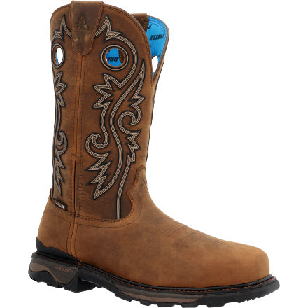 ROCKY Men's Carbon 6 Inch Carbon Toe Waterproof Pull-On Western Boot RKW0376