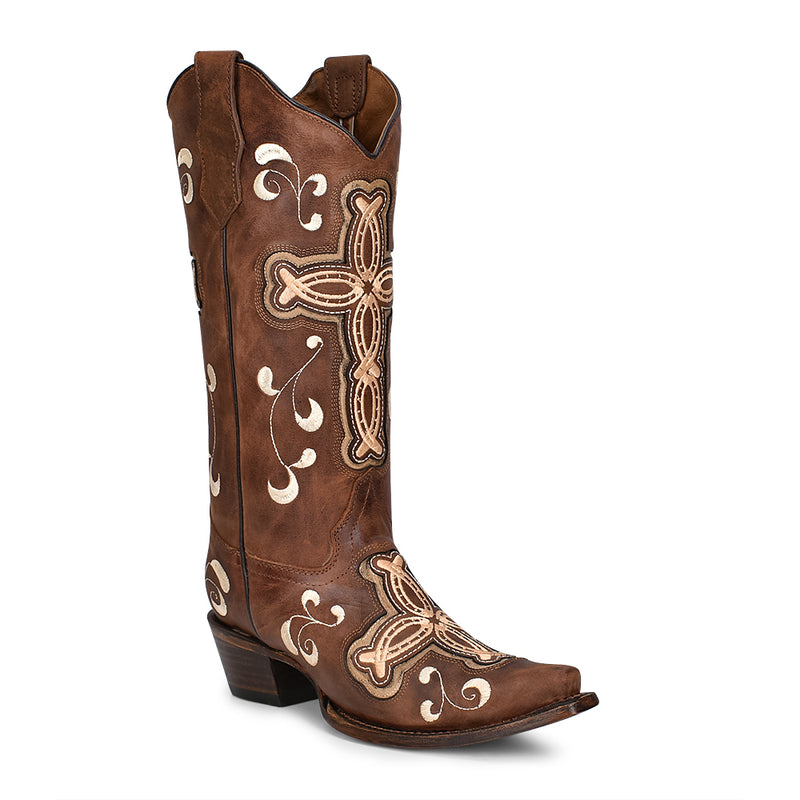 CORRAL BOOTS Women's Cross Overlay & Embroidery L5894